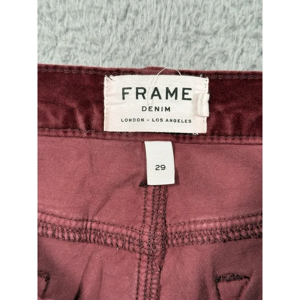 Frame Pants Womens 29 Red Le High Rise Skinny Velvet Pinot Ankle Mid‎ Rise Crop - Picture 14 of 15